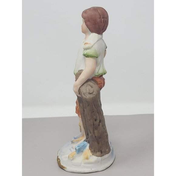 Timeless Vintage Sculpure Ceramic Bisque Victorian Boy Porcelain Figurine - Picture 2 of 11